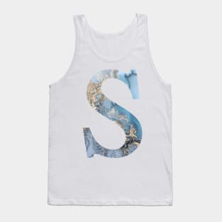 The Letter S Blue and Gold Metallic Tank Top